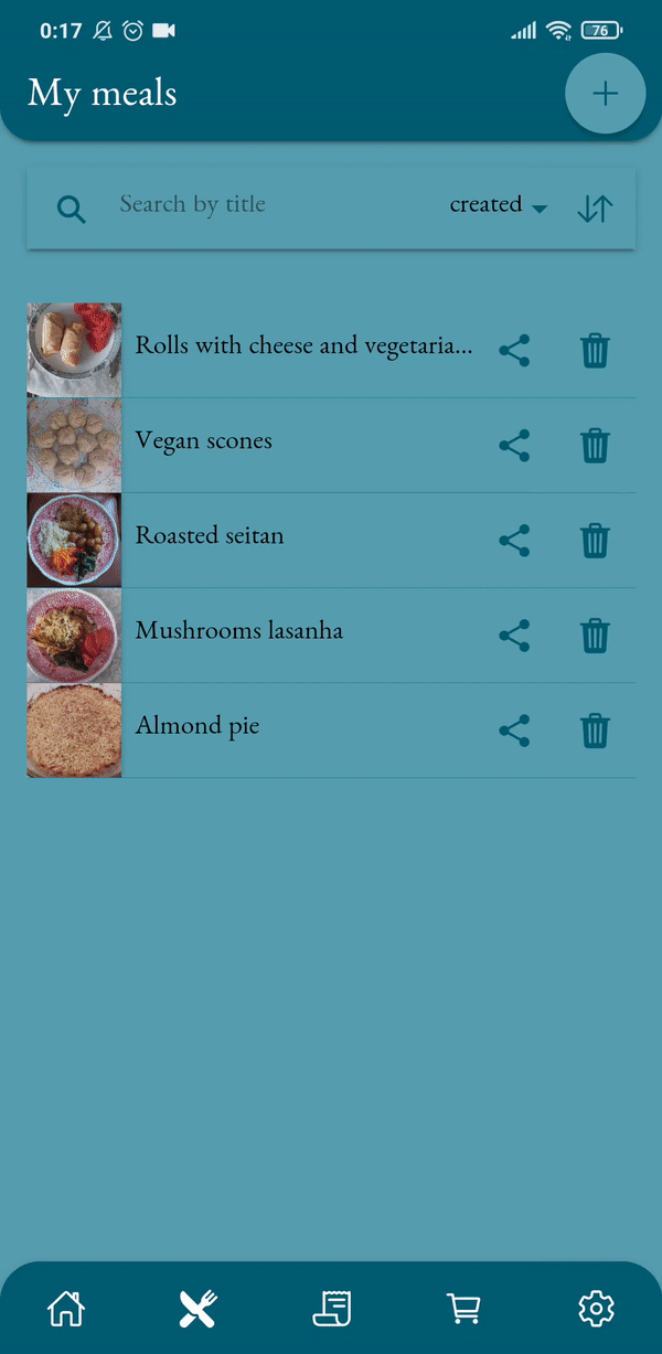 Add your meals, recipes and products.